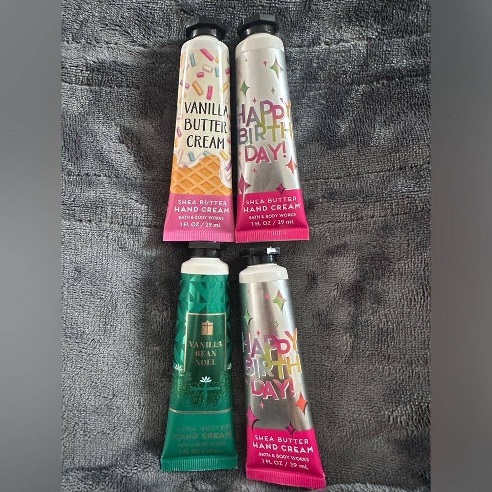 Bath and Body Works Shea Butter Hand Cream Lot Vanilla Theme Four Pack